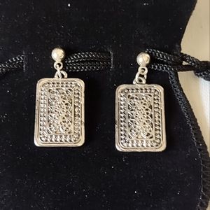 Antiqued Silvertone post earrings